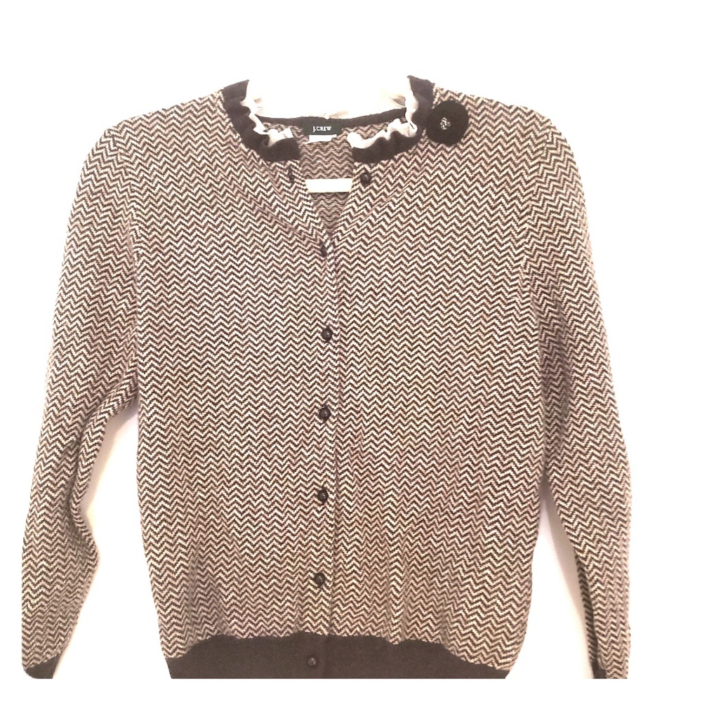 Wool Jcrew herringbone pattern cardigan